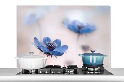 Obrázok produktu pre KitchenYeah® Kuchynský splashback - Kuchynský splashback - Ochrana steny sporáka a drezu - Kozmos - Kvety - Príroda - Modrá 100x65 - Alu-Dibond (alternatíva skleneného splashbacku) - Tepelne odolný - Splashback na sporák