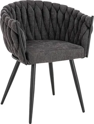 Immagine prodotto di Home Deluxe Sedia da pranzo AYLA - grigio scuro, intrecciata (set di 8) | Sedia moderna in tessuto per sala da pranzo e cucina