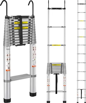 Produktbild von VEVOR 4,59m Teleskopleiter Rutschfester Klappleiter 90x48x8cm Stehleiter mit Arretiersystem Mehrzweckleiter Aluminiumlegierung 190kg Belastbarkeit Ideal für Hausreparaturen Dekoration Wandanstrich