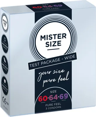 Produktbild von 3x Mister Size Kondome Probierset 60 / 64 / 69 mm - extragroße Kondome - 481178