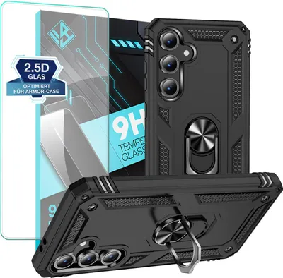 Produktbild von Armor Outdoor Handyhülle für Samsung Galaxy S25 FE Handy Panzer Case Schutzhülle mit 9H Displayglas Displayschutz Farbe: Schwarz