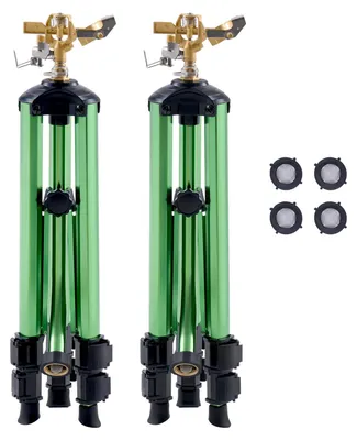 Produktbild von Stativ Impulsregner, 2er-Pack, Rasensprenger mit Messingkopf & G3/4 Zoll-Anschluss, 360°-Gartenbewässerung, Sprinkler 430 bis 940 mm Höhenverstellbar