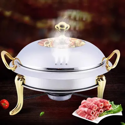 Obrázok produktu pre Nerezové oceľové taniere, ohrievač na bufet, podnos, odolná konštrukcia s vekom, držiak na utierky, hrnce