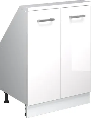 Produktbild von Küchenschrank für Dachschrägen Vicco R-Line Weiß Hochglanz 60 cm mit 2 Türen, Model 58051