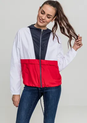 Immagine prodotto di Urban Classics Donna Giacca a vento oversize 3-Tone navy/bianco/rosso fuoco - XS