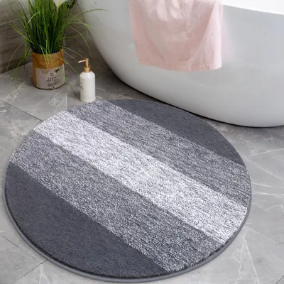 Produktbild von Runde Badematte 90 cm grau, rutschfest und waschbar