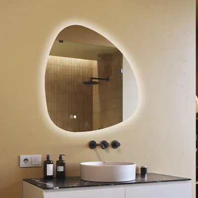 Obrázok produktu pre Kúpe??ové zrkadlo 94x94cm - nepravidelný s LED osvetlením - LED Dual a dotykový senzor