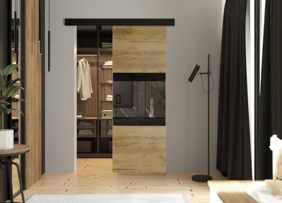 Produktbild von KIER FURNITURE Schiebetüren LUMBA - 66x205x1,6 cm - Esche dunkel