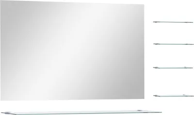 Produktbild von vidaXL Wandspiegel mit 5 Ablagen Silbern 100×60 cm