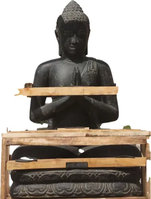 Produktbild von Schöner Buddha Groß aus Steinguss perfekt für den Garten die Terrasse oder den Vorgarten ist Frostfest Witterungsbeständig und Neu 125cm H, KA-BR-BLOG-125