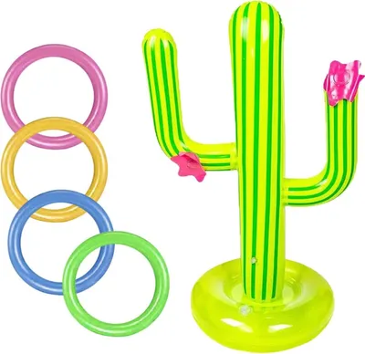 Produktbild von Aufblasbarer Kaktus-Spielring, schwimmende aufblasbare Ringe für den Außenbereich, aufblasbares Inflator-Wurfspiel-Set für Fiesta-Partys, Sommer-Schwimmbadspiel