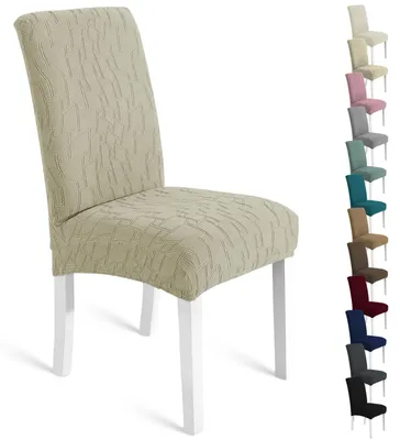 Produktbild von Elastische Stuhlhussen, 6er-Set, elastisch, abnehmbar, waschbar, universell einsetzbar als Stuhlschoner und Dekoration für Hotels, Bankette, Küchen, Restaurants, Hochzeiten und Partys, Khaki