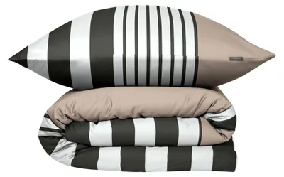 Produktbild von SCHIESSER Bettwäscheset Leika | Gestreift | Renforcé | 2-teilig | 100% Baumwolle | Angenehm weich & glatt | YKK-Reißverschluss | 135x200 cm + 80x80 cm | Greige