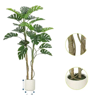 Productafbeelding van Kunstboom, met levensechte bladeren, decoratieve groenvoorziening voor binnen, 150 cm