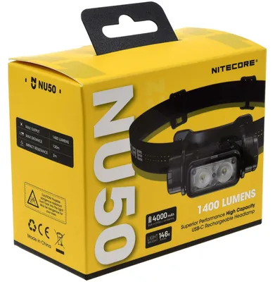 Produktbild von Nitecore NU50, Stirnband-Taschenlampe, Schwarz, Gelb, Aluminium, Polycarbonat (PC), Tasten, 2 m, 2 m