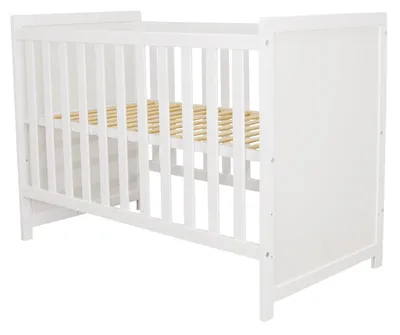 Produktbild von Babybett Lilia, 120x60 cm, weiß, mit Matratze und Beißringen