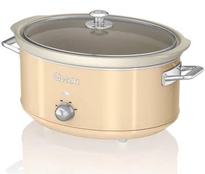 Immagine prodotto di SWAN SF17031CNEW Retro Slow Cooker 6,5L, Vetroceramica antiaderente senza PFOA e PTFE, crema vintage