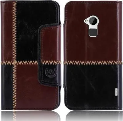 Produktbild von HTC One Max numia Bookstyle Nahtmuster Schwarz-Braun