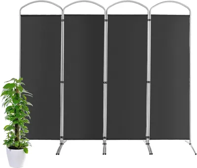 Obrázok produktu pre COSTWAY 221 x 188 cm, skladacia a odnímateľná zástena, 4-dielna zástena na ochranu súkromia, vnútorná priečka, z tkaniny, pre viac súkromia a flexibility (sivá)