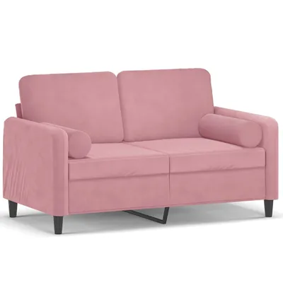 Obrázok produktu pre vidaXL 2-miestna pohovka s ozdobnými vankúšmi ružová 120 cm zamat