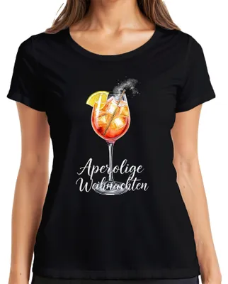 Immagine prodotto di Aperol Christmas Aperol Spritz Cocktail Glass Gift Party Maglietta da donna, nero, L