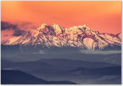 Produktbild von Tulup® Glas-Bild - 100 x 70 - Wandbild aus Glas - Wandkunst - Wandbild hinter gehärtetem Sicherheitsglas - Landschaften - Sonnenaufgang Tatra - Orange