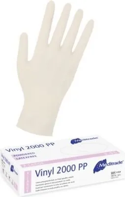 Image de Meditrade® 1251S Meditrade® unisex Einmalhandschuhe Vinyl 2000 PF weiß Größe S 100 St.