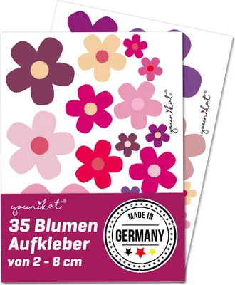 Produktbild von Aufkleber-Set Blumen Blümchen lila I Flower-Power Sticker für Roller Fahrrad Notebook Laptop Handy Auto-Aufkleber I wetterfest I kfz_242