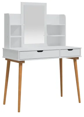 Image de vidaXL Ensemble de table de maquillage FAUSKE, 4 pièces, blanc, 100 x 50 x 143 cm