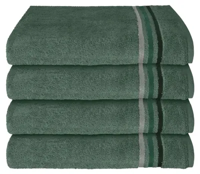 Produktbild von SCHIESSER Handtuchset Skyline Color | Einfarbig | 4-teilig | 100% Baumwolle | Flauschig & Saugstark | 50x100 cm | Dunkelgrün
