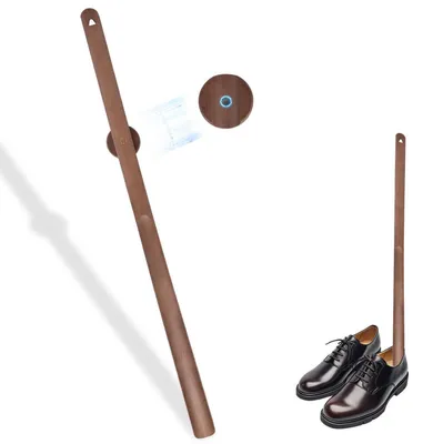 Produktbild von Schuhlöffel 75cm Holz Walnuss-Optik mit Wandhalterung magnetisch
