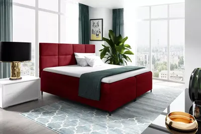 Obrázek produktu pro Postel boxspring s úložným prostorem BRIGITA - 200x220, červená + topper