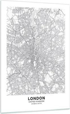 Produktbild von Bilder auf glas - Einteilig - Stadt Karte London - 70x100cm - Glasbilder - Wandbilder - Bilder - zum Aufhängen bereit - Wanddekoration aus Glas - Glas Bilder - Wandbild auf Glas - GPA70x100-4680