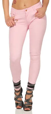Produktbild von Treggings Jeggings Hüfthose Stretch Slimfit mit Taschen Hose; Rosa M