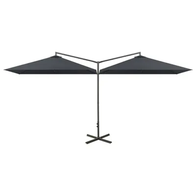 Image de Parasol de jardin double avec mât en acier anthracite 600x300cm