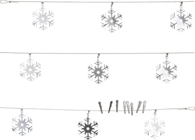 Produktbild von com-four® Girlande mit Schneeflocken - Deko-Girlande für Weihnachten - Schneeflocken-Girlande - Weihnachtsgirlande für Christbaumschmuck - 160 cm