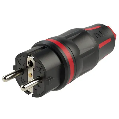 Produktbild von PCE Rubber Schuko Connector Male Schwarz/Rot