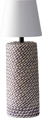 Produktbild von SalesFever Tischleuchte mit LED-Akku | Gestell Palmblatt, Gummibaum / Schirm Metall | B 11 x T 11 x H 29 cm | Schwarz – Weiß