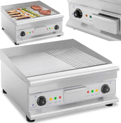 Obrázek produktu pro Expondo Royal Catering Elektrická grilovací deska – dvojitá – 60 cm – hladká a vroubkovaná – 6 400 W