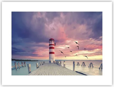 Produktbild von Poster - Poster ohne Rahmen - Laterne Meer Küste - 40x30 cm - Wand Bild - Wanddeko - Wandbilder - Kunstposter - Wandposter - Bilder - Kunstdruck - Wanddekoration - Wandbild - P2XAA40x30-4978