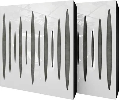 Immagine prodotto di Set di 4 pannelli acustici PULSAR in velluto, 50x50x5 cm, bianco/grigio