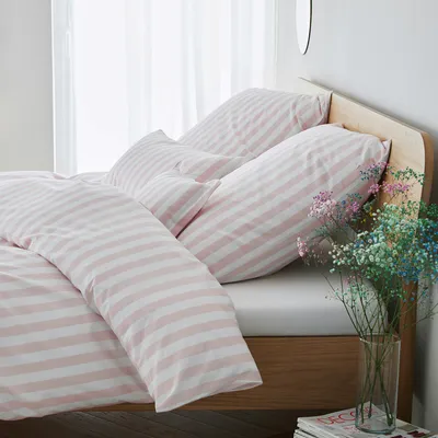 Produktbild von elegante Web-Perkal-Bettwäsche-Garnitur Lido Farbe Puder Größe 155x220cm + 80x80cm