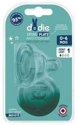 Image de DODIE Sensation+ Biberon anti-coliques Tétine plate col large - 0-6 mois - Débit 1 - 2 tétines - 6317169