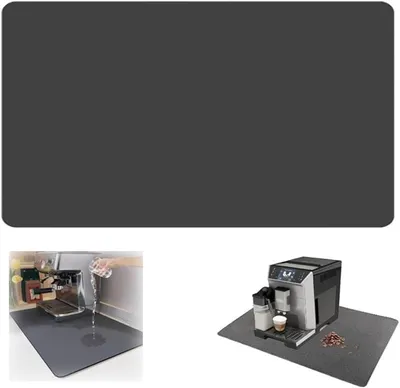 Image de Tapis pour machine à café 60 cm x 50 cm, lavable au lave-vaisselle et au sèche-linge, pour machines à café, gamelles pour chiens et chats (gris foncé)