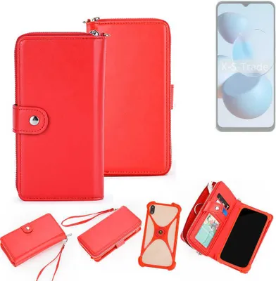 Produktbild von K-S-Trade 2in1 Schutzhülle Portemonnee Handyhülle mit Bumper kompatibel mit Cubot A10 Hülle Case Etui Geldbörse Smartphone rot (1x)