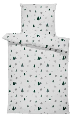 Produktbild von Winter Bettwäsche Thermo Fleece Flausch Kuschelig Warme Garnitur Bettbezüge Set, Größe:4 teilig  135x200 cm, Farbe:Tannenbaum weiß