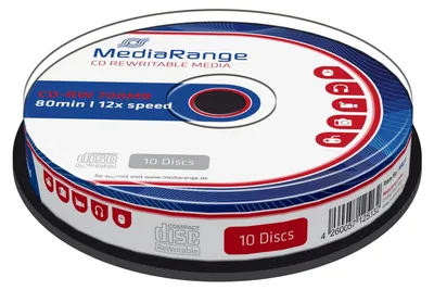 Productafbeelding van CD-RW 700MB 80min 12x schrijfsnelheid, herschrijfbaar, 10 Cakebox