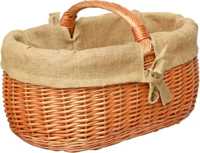 Produktbild von YULKA Einkaufskorb mit Innenfutter Jute Weidenkorb Groß Autokorb Korb Korn Weide Einlage Vintage Retro