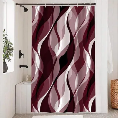 Immagine prodotto di Tenda da doccia geometrica, resistente alla muffa, 120 x 200 cm, colore rosso