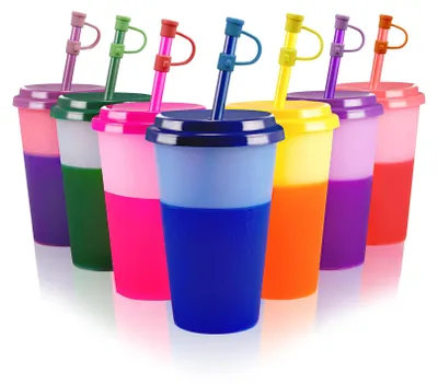 Obrázok produktu pre Poháre na pitie 350 ml, 7 ks, meniace farbu, plast, pre párty